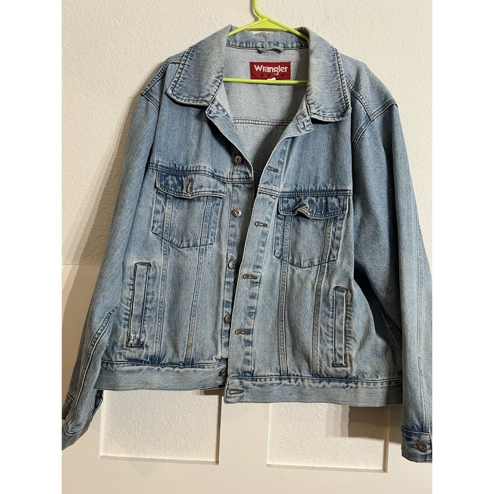 Wrangler Men 2XL Hero Heavyweight Button Up Denim Worker Trucker Jacket Blue
